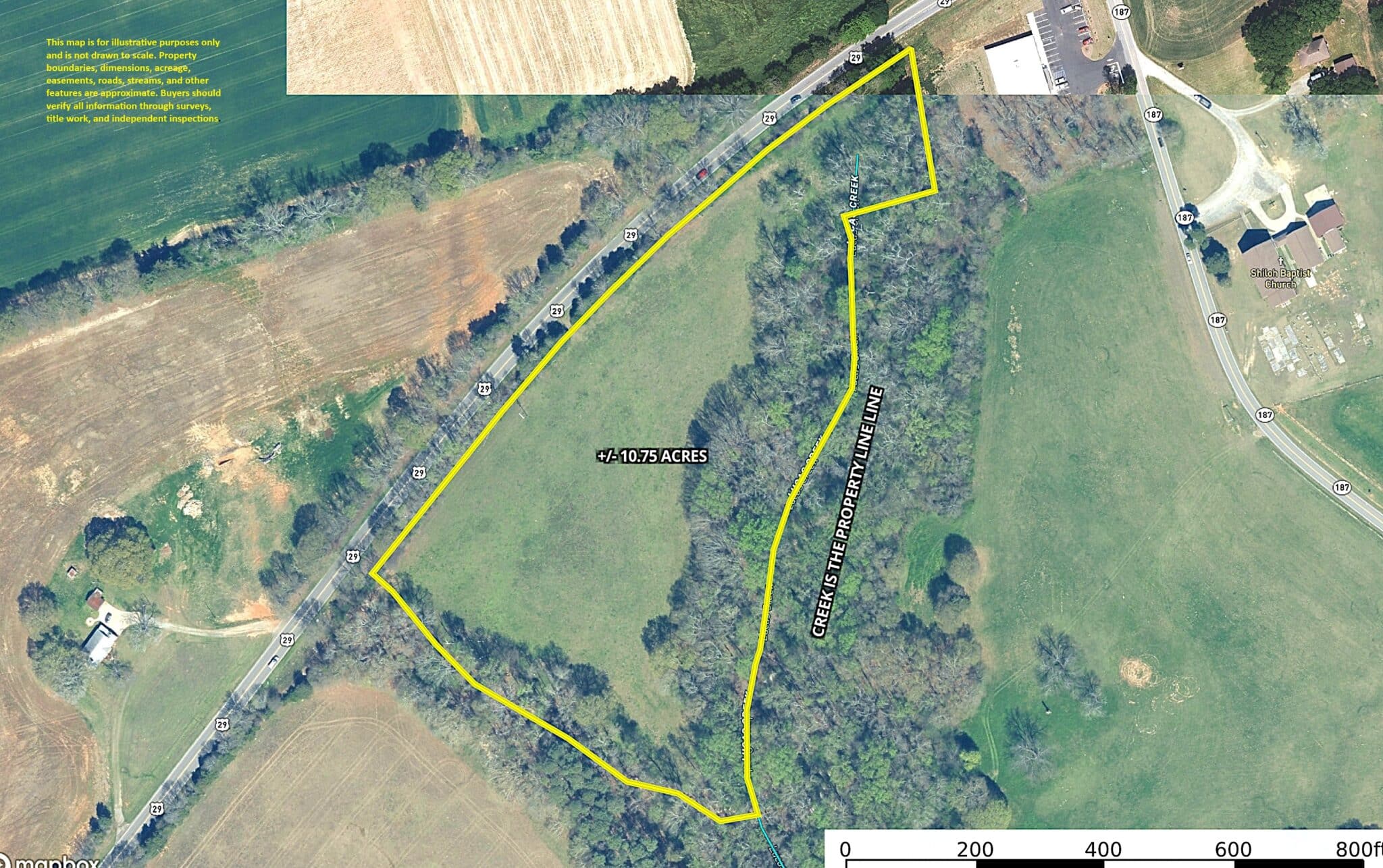 +/-10.75 acres – Hwy. 29 South – open pasture with a nice creek near Lake Hartwell
